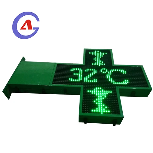 Senegal Outdoor Double Sided Advertising Display Full Color SMD Program LED Pharmacy Cross Sign Croix De Pharmacie Croissants