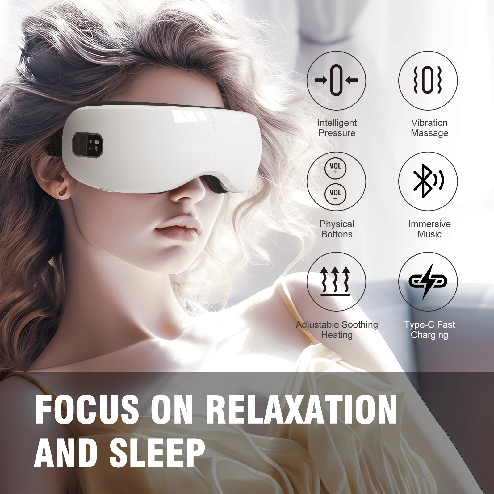Wireless New Arrival Eye Massager Rechargeable Health Care Thermal Alleviate Eye Fatigue Migraine Relief Massager Eye