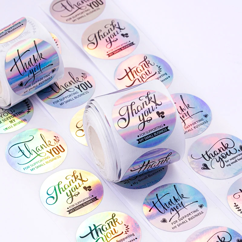 Custom Adhesive Business Logo Vinyl Roll Stickers Thank You Envelope Seals and Tags for Effective Packaging Labeling