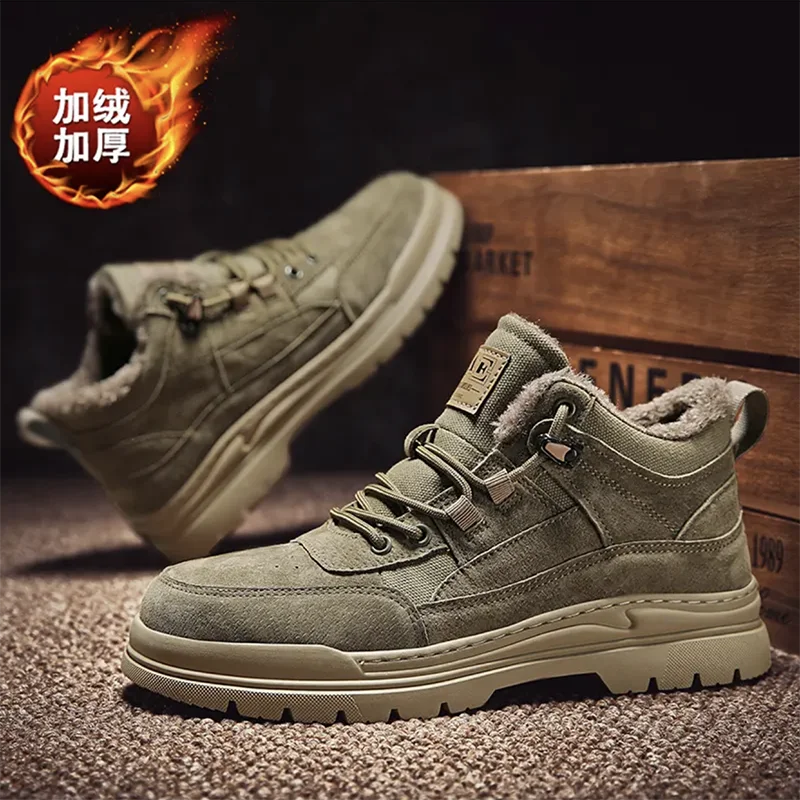 Dropshipping Custom Mens Snow Boots Warm Fur Lining Flat Comfortable Winter Casual Shoes