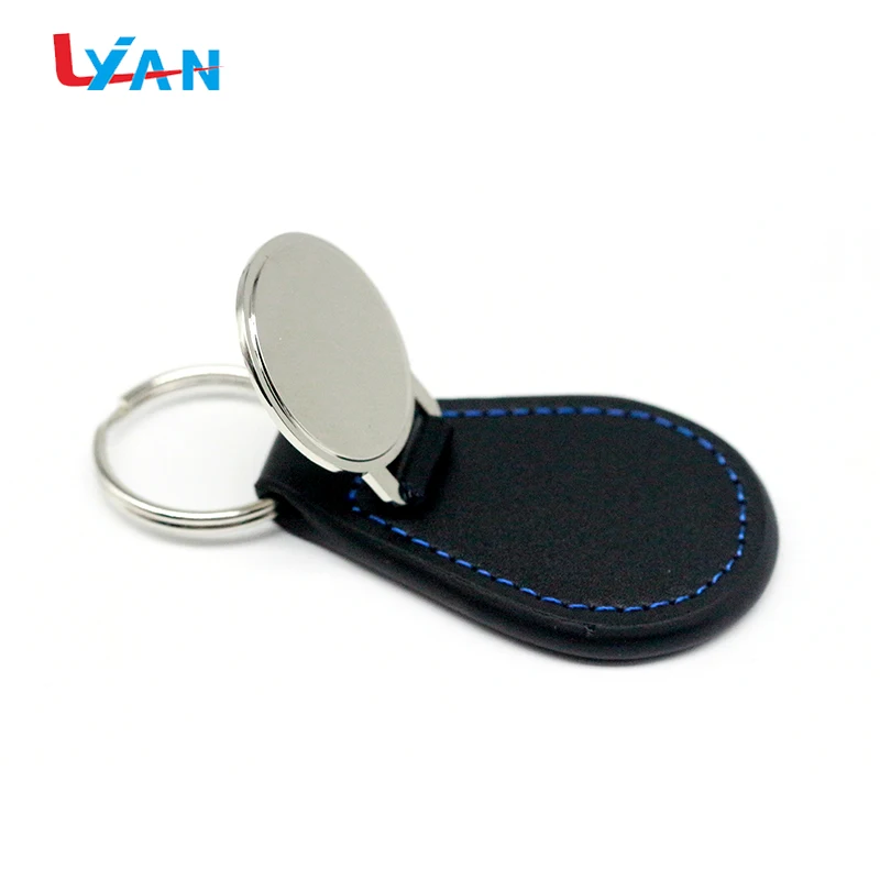 
Low moq custom black leather keychain with car brand logo 