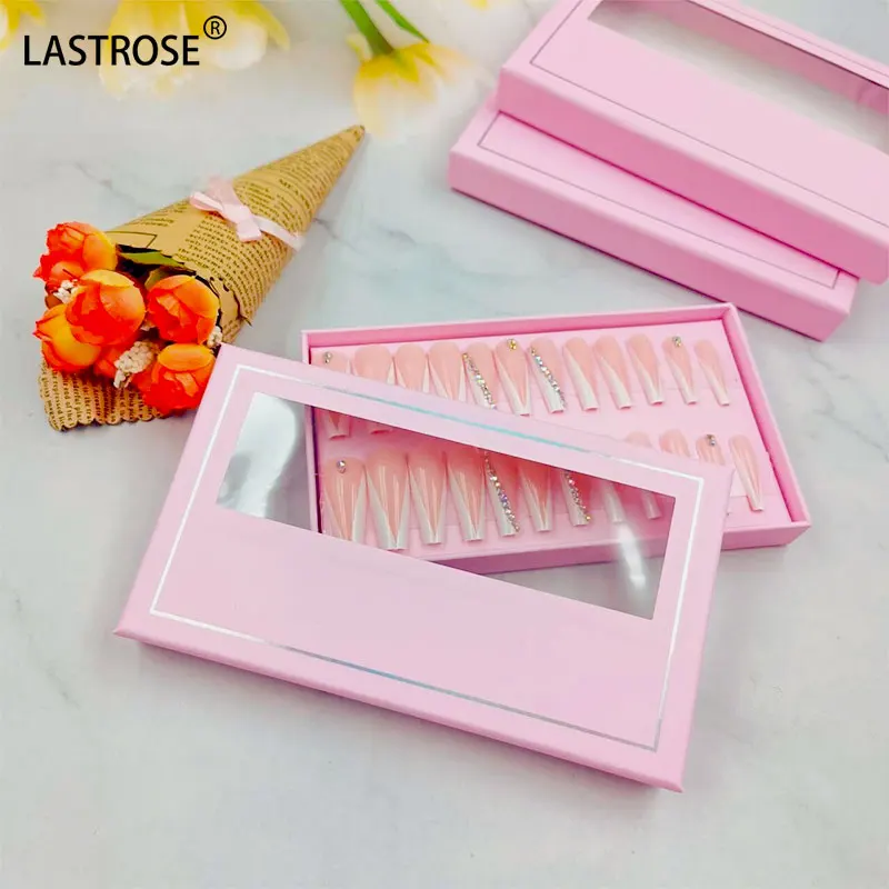 False Nails Package Box for Press on Nails Paper Box Packaging With Clear Window Press on Nails Brand Package Box