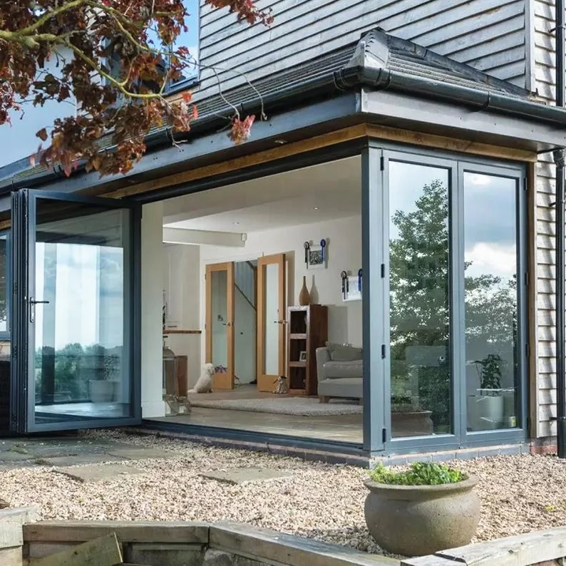 Aluminum Tempered Glass Safety Folding Doors Bifold Doors Aluminium Accordion Door