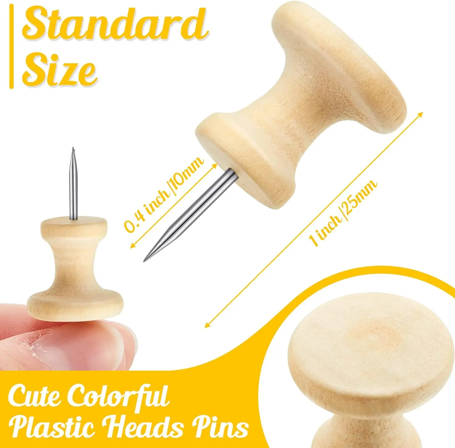 Log Office Education Wood I-nail Art creation Painting supplies Pushpin Cork solid wood push pins