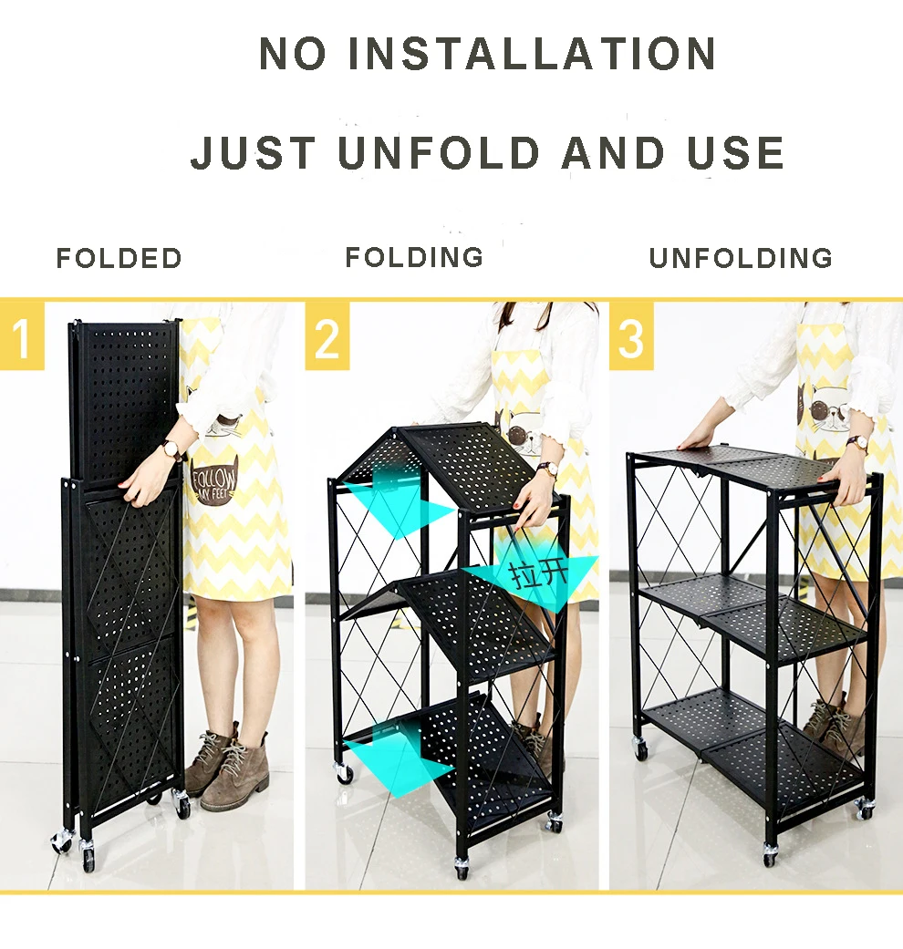 Space Saving Furniture Kitchen Organiser 3 4 5 Tier White Black Rolling Cart Wire Shelving Unit Metal Shelf Storage Display Rack