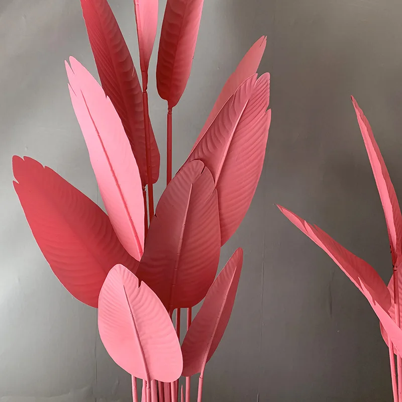 Popular Pink Artificial Banana Bird Plant Green Plant Large Pink Palm Plant Tree For Home And Cafe Shop Decor