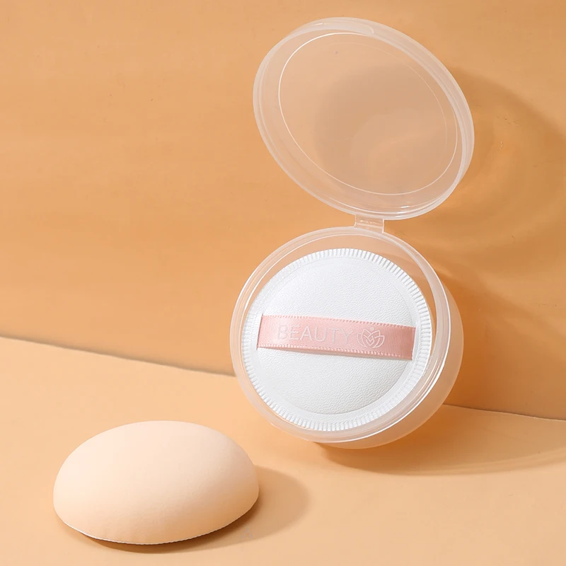 LMLTOP Guangzhou Female Face Beauty Makeup Powder Puffs Woman Soft Bouncy Round Shape White Makeup Puff Set With Box Sy1002