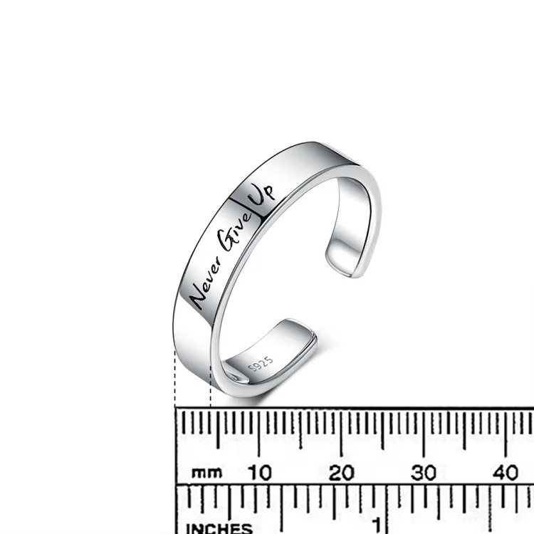 minimalist jewelry 925 silver custom name plate ring sterling silver laser engraving ring