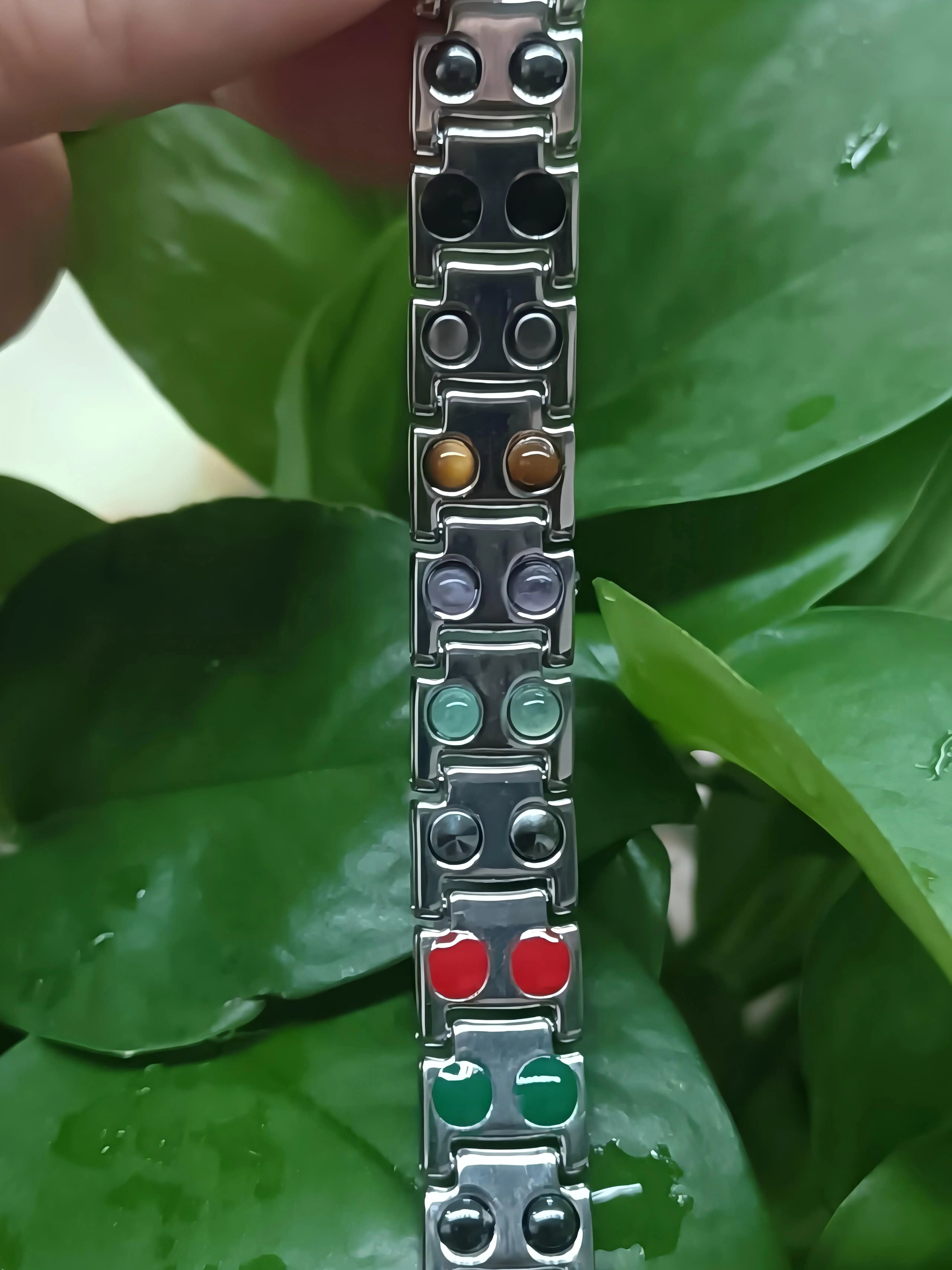 Wollet Wholesale Custom 9 in 1 Natural Stone Quantum Scalar Energy Jade Solid Germanium Amethyst Titanium Bracelet de Couple