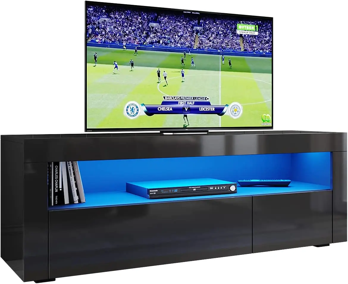 Home Furniture Smart Modern TV Stand with LED light in high glossy