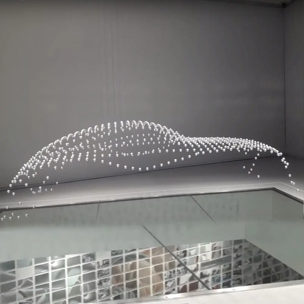 Modern Raindrop Round Metal Balls Dancing Kinetic Dynamic Sculpture Interactive Art Moving Installation