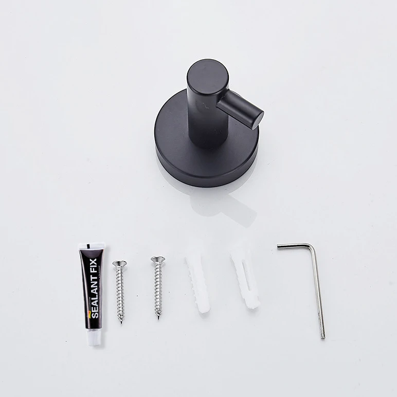 304 Stainless Steel Heavy Duty Round Hooks Wall Mounted, Black Towel Hooks for Bathroom Kitchen Bedroom Metal Robe Hook