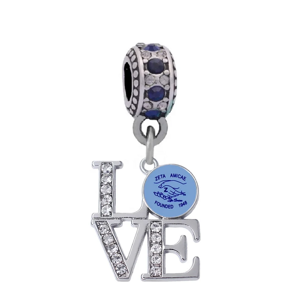 Alloy bead pendant DIY jewelry accessories love love tear shape sticker zeta amicae charms greek letter sorority pendant