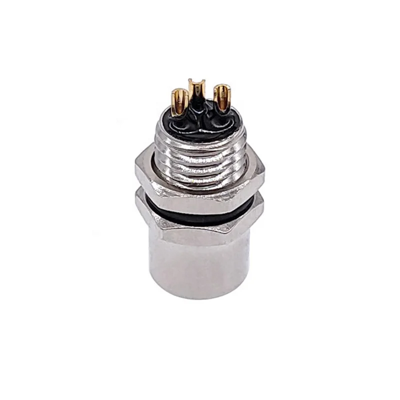 Threaded Coupling Male&Female 3 4Pin A Type Panel Back Mount Waterproof Flange Socket M8 Sensor Connector