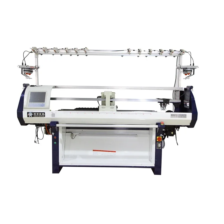 Single system computerized flat knitting machine for collar sweater
