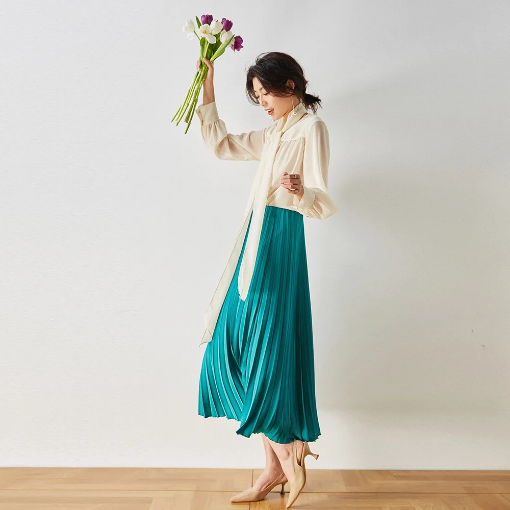 2020 Latest Design New Arrivals Ladies O-neck  silk organza blouses spring new design normal blouse