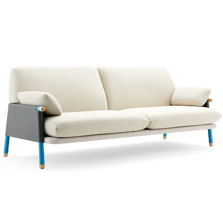 Nordic Modern Design Leather Sofa Small Apartment Living Hall Light Luxury Lounge Sofa
