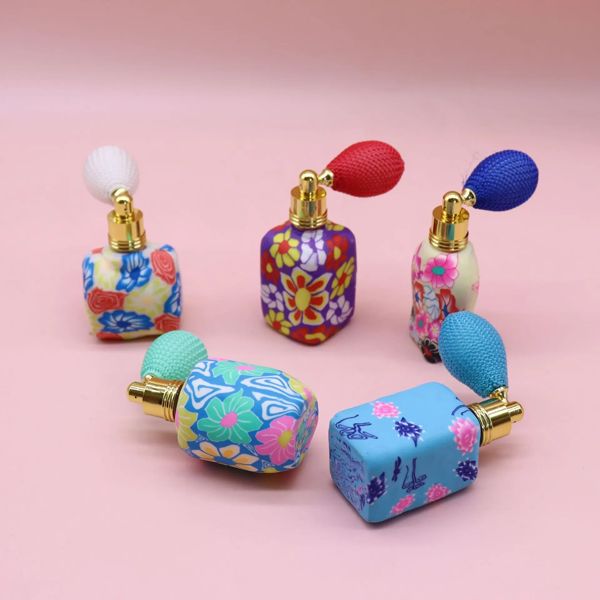 Soft Clay Perfume Bottle Wholesale Mini 8ml-15ml Bulb Atomizer Bottle Refillable Glass Fragrance Bottle with Air Bag Sprayer