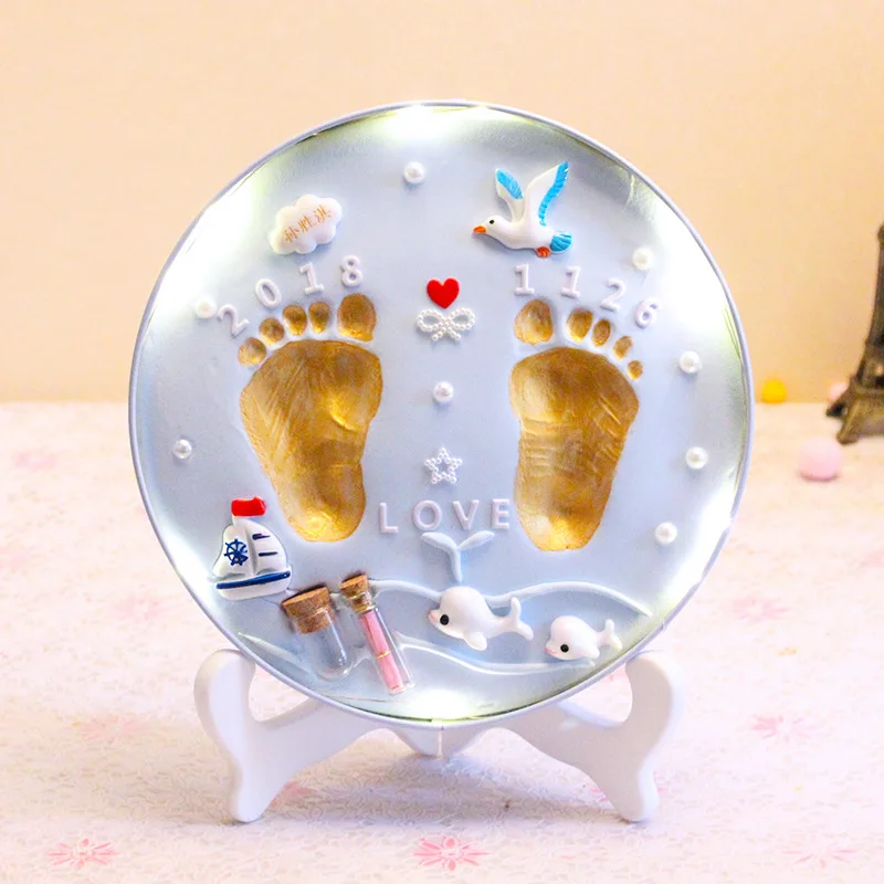 New Baby Footprint Ultra Light Stereo Baby Care Air Drying Soft Clay Baby Hand Foot Imprint Kit Casting DIY Toys Paw Print Pad
