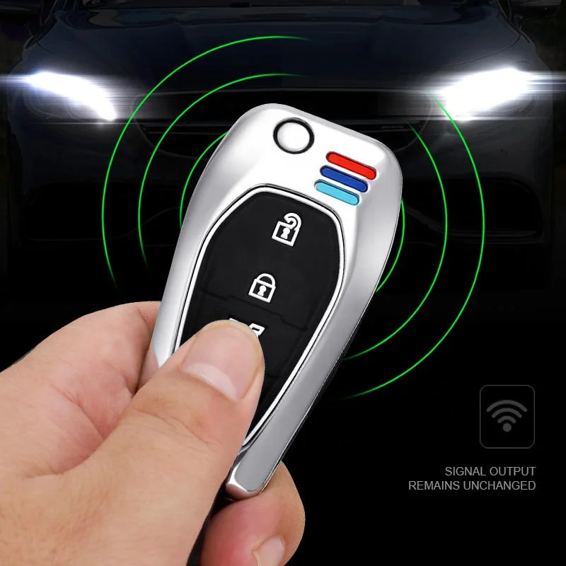 3 Button Flip Remote Car Key Case For Chevrolet Spark Equinox Cruze Trax Malibu Verano Traverse 2016-2018 Metal Car Accessories