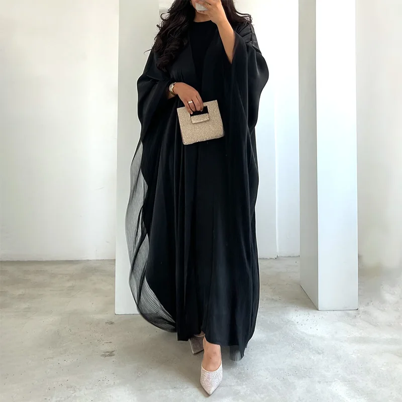 2024 Aschulman Latest Eid Custom abaya women muslim dress black abayas chiffon luxury abaya dubai