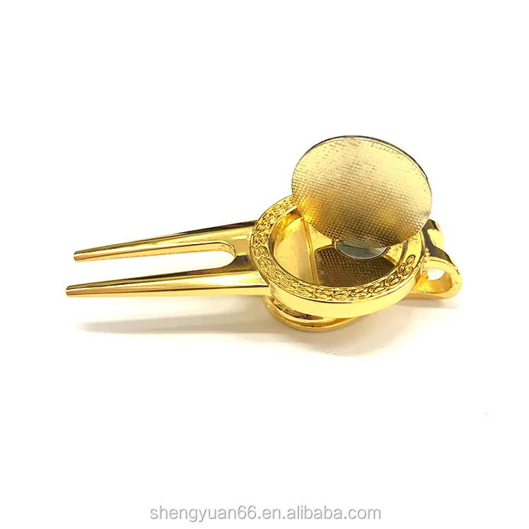 Custom Logo Golf Metal Zinc Alloy Soft Enamel Golf Ball Marker Hat Clip Ball fork for Sale