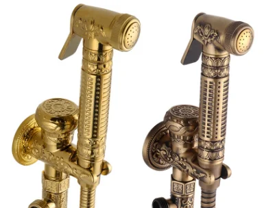 ABS Portable Glod Toilet Wall Mounted Mixer Shattaf Bidet Shower Sprayer