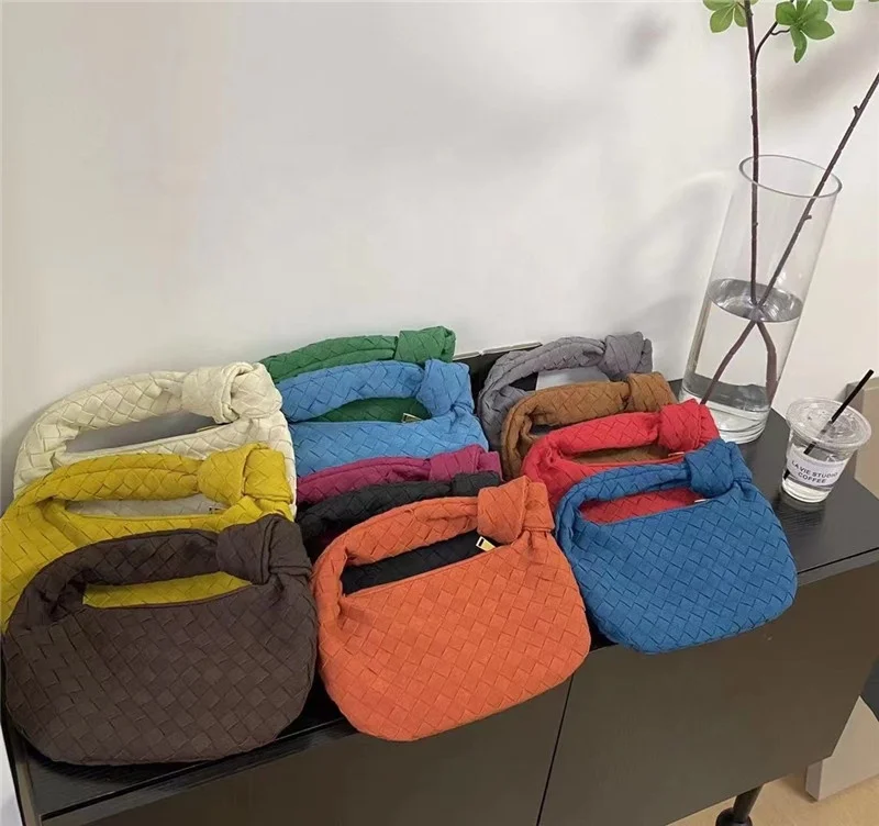 ins Popular New Woven Suede Handbag Ladies Woven Knotted Cloud Bags Clutch Bag