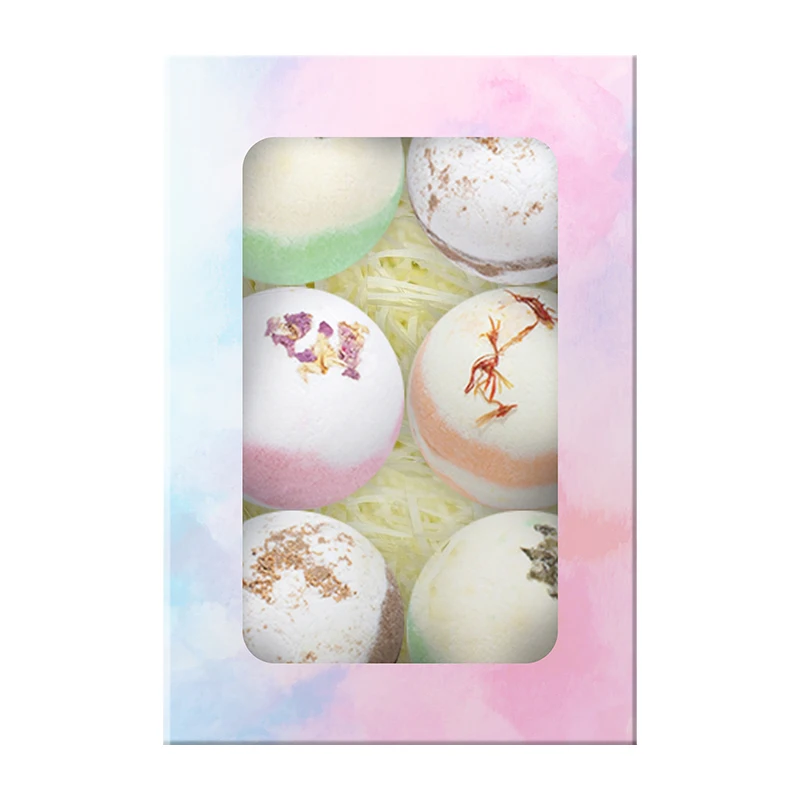 Hot Selling Private Label Organic Fizzies Bath Bomb Salt Relieves Stress Home Spa Salt Bath Ball Bombs Packing Gift Set 6pcs