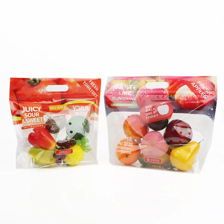 Fresh Fruits Vegetables Packaging Pouch For Vegetable Transparent Fruit Packaging Bag
