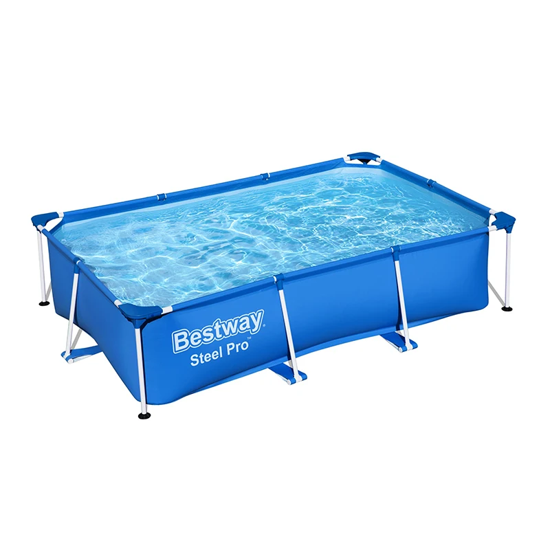 Bestway 56403 2.59 m x 1.70 m x 61cm Steel Pro Above Ground Portable Rectangular Steel Frame outdoor Swimming Pool for family