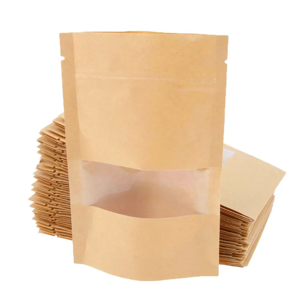 Custom Zip Lock Resealable Sealed Die Cut Paper Stand up Pouch 100% Biodegradable Compostable Bags