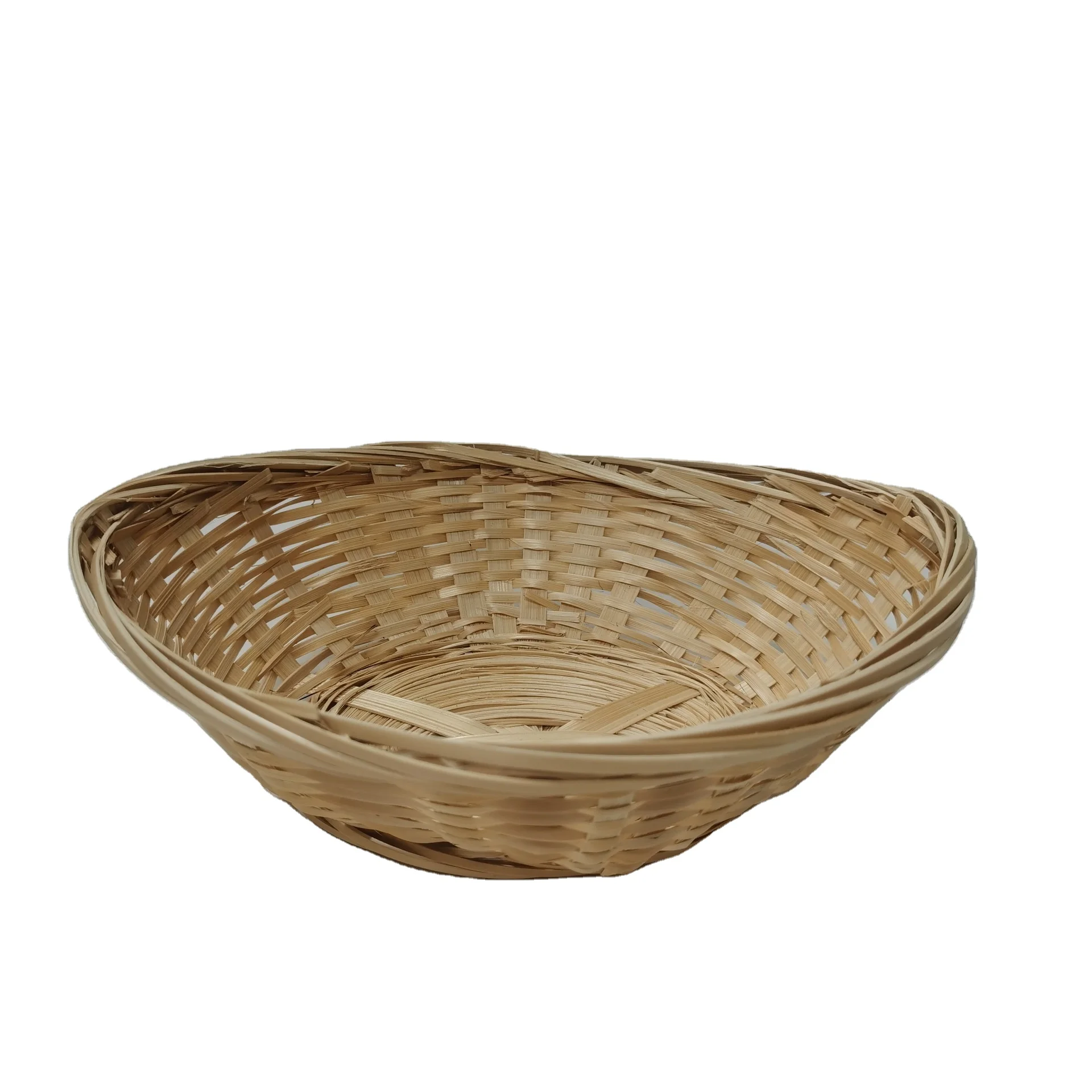 Huangtu Cheap Natural Small Bamboo Basket Handmade Basket for Kitchen Organization Stackable Storage with Boat Shape
