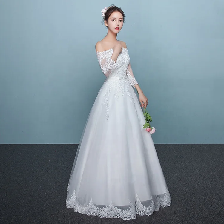 Новые модные женские свадебные платья на одно плечо с длинным рукавом для невесты