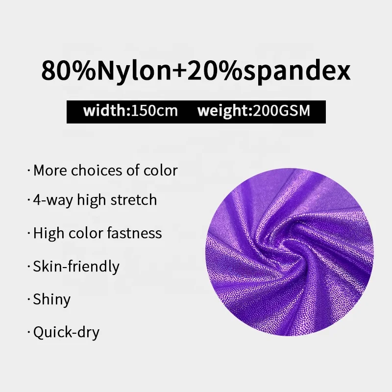 Free Sample stretchy holographic reflective glitter foil nylon spandex knitted fabric women swimwear party wear performance wear