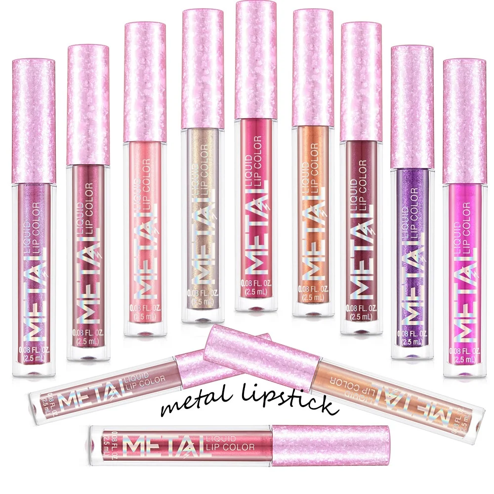 Metallic liquid lipstick lip color non-stick cup lip glaze makeup pearl beauty makeup
