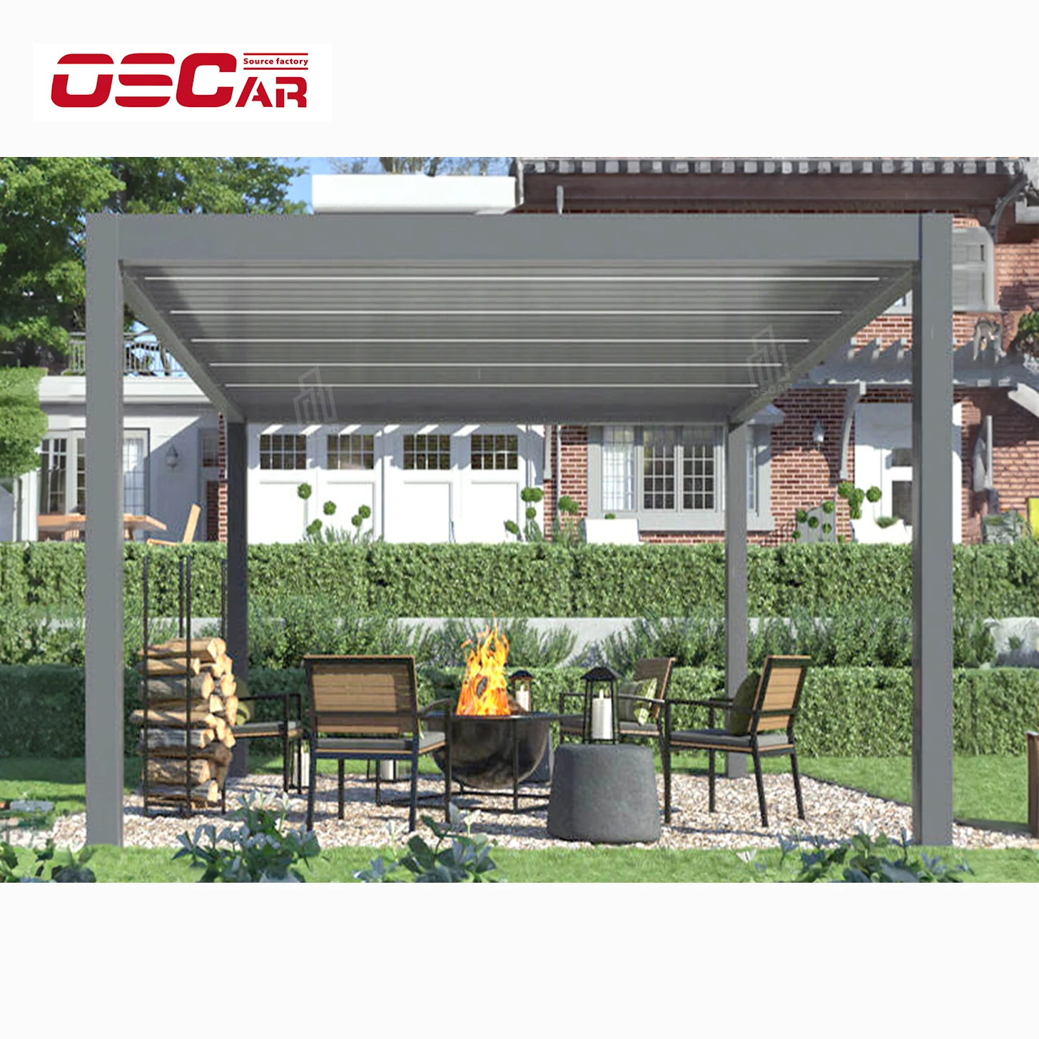 New Design Aluminum Outdoor Pergola Fashion Gazebo Garden Bioclimatic Aluminium Pavilion