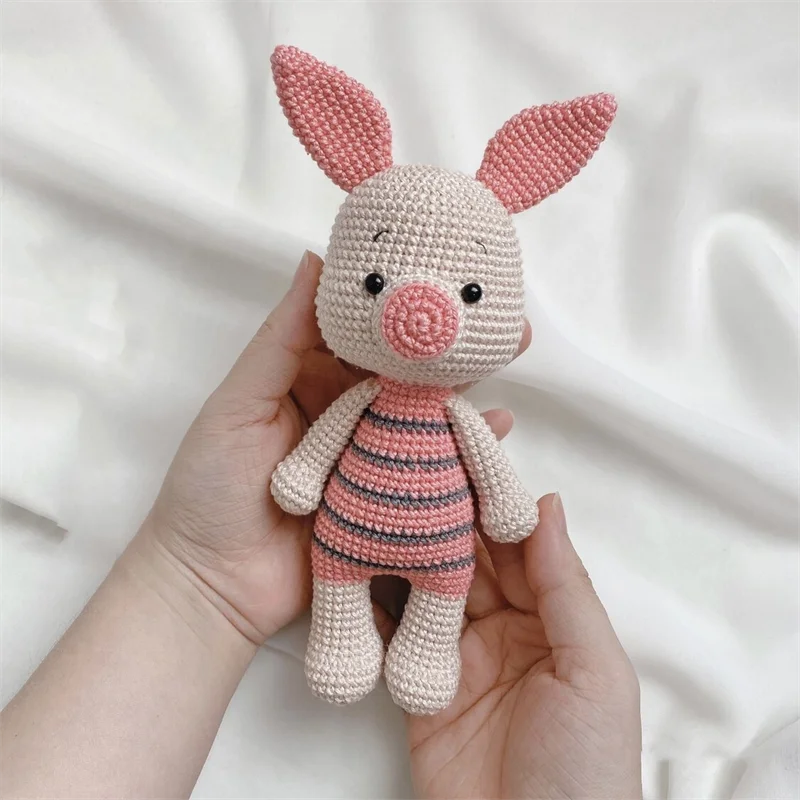 Customization Handmade Stuffed Plush Animal Toy Crochet Cartoon Pig Crochet Pink Pig Doll