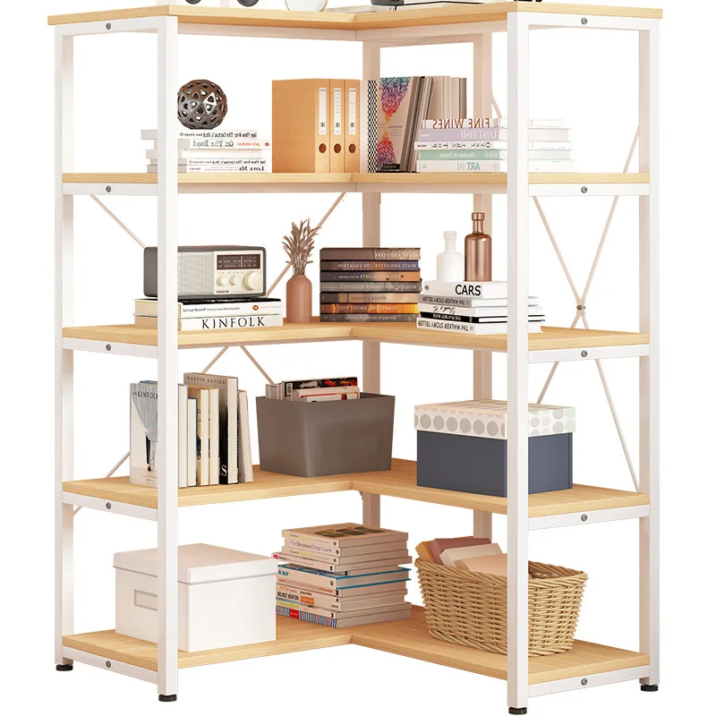 Bookshelf shelf floor simple multi-layer home living room storage rack student wrought iron rack space saving small bookcase
