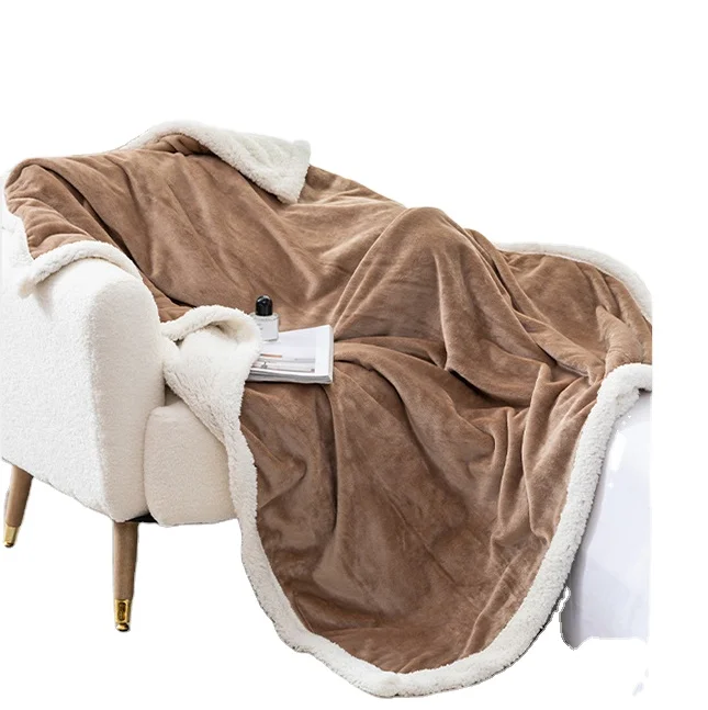 Custom Logo Chunky Thickened Solid color camel Double Side Weighted Blanket For Matress