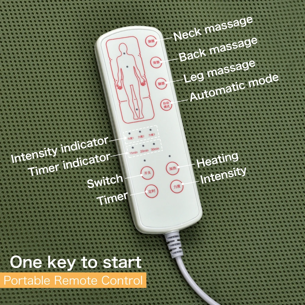 New Folding Electric Full Body Massage Cushion Relaxation Heating Massage Mattress with Foot Airbag Massage