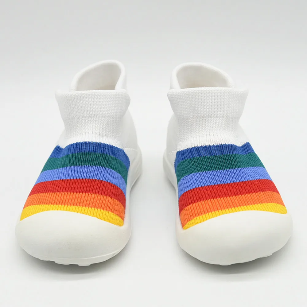 Детская обувь, вязаные кроссовки в полоску, повседневная детская обувь для мальчиков и девочек
