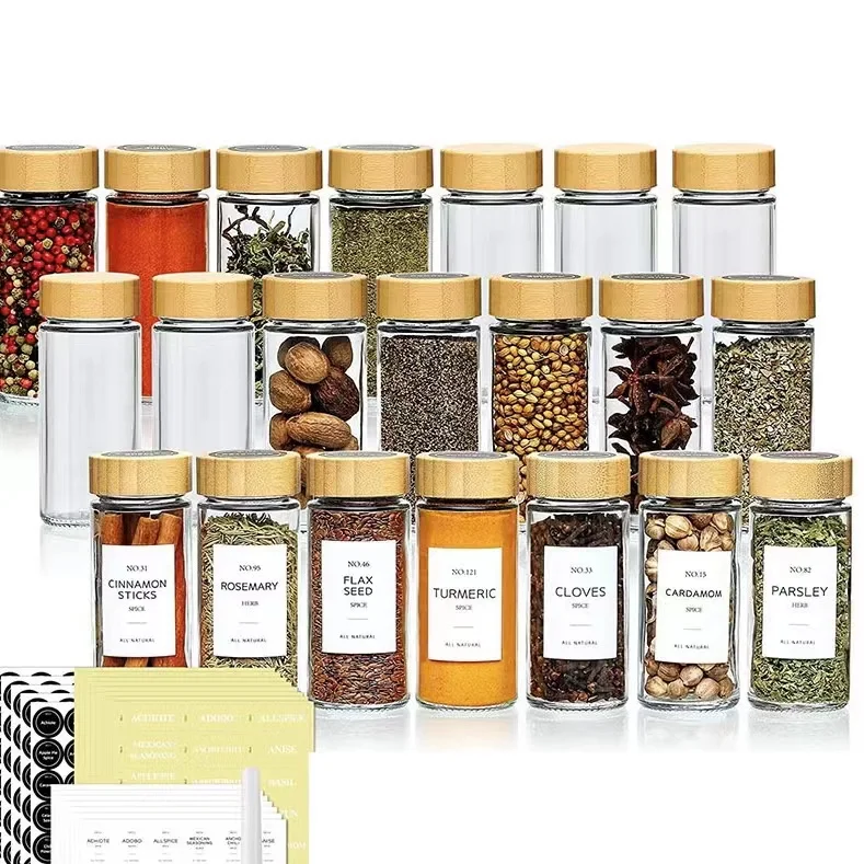 DIY Kitchen Gadget Best Sell Round 6oz Seasoning Organizer Jar Spice Glass Jars With Bamboo Lids for New Home Kitchen Essential