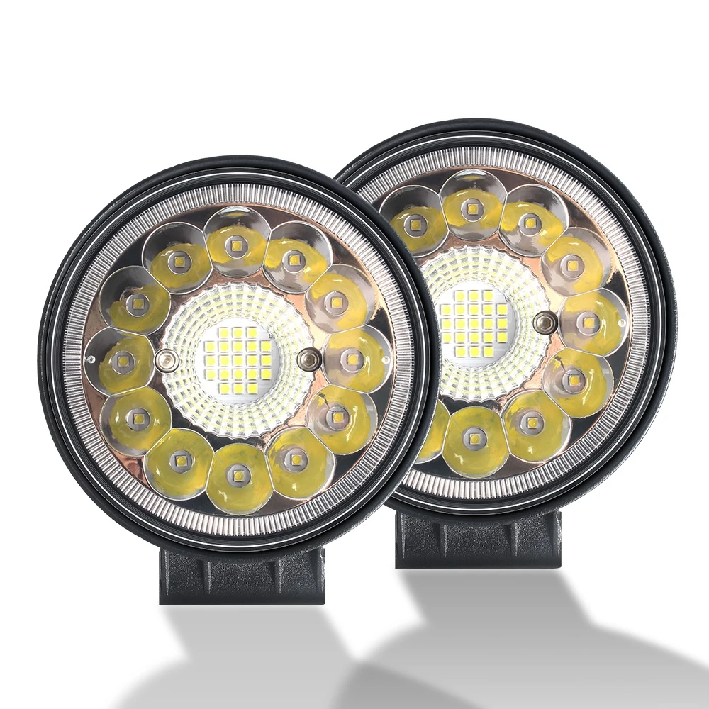 72W Led work light 12-24V round work light For Spot Truck Tractor Trailer led work light White