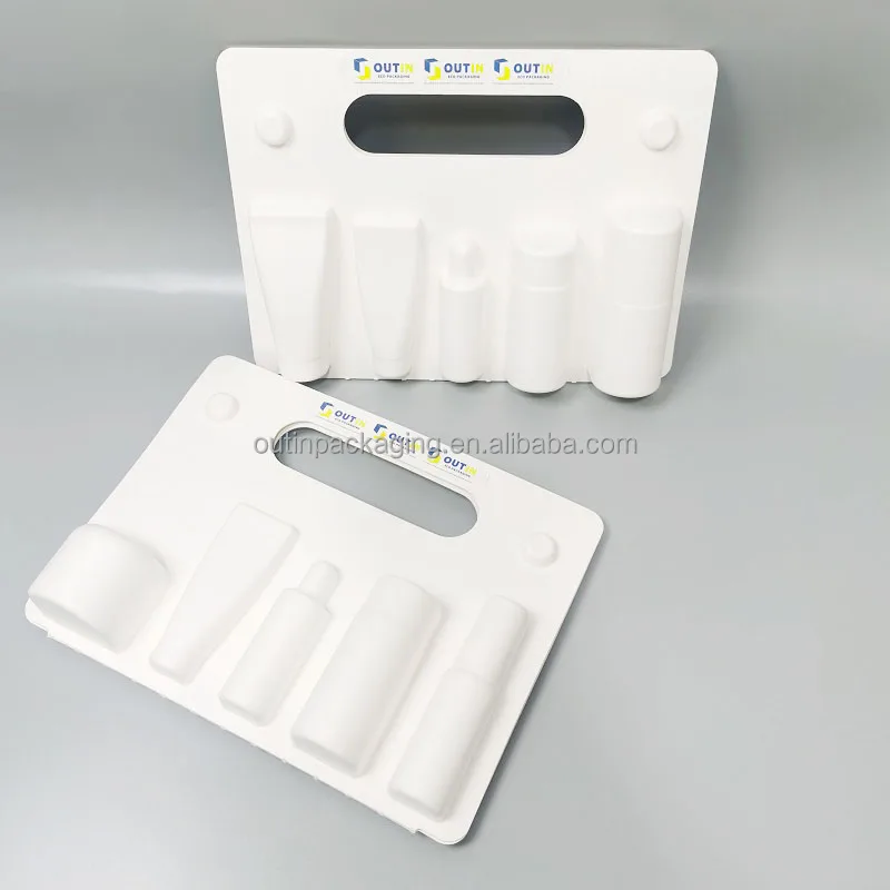 Cosmetic Sugarcane Bagasse Eco Friendly mold Paper Pulp Molded Moulding Skin Care Personal Care Packaging box insert tray