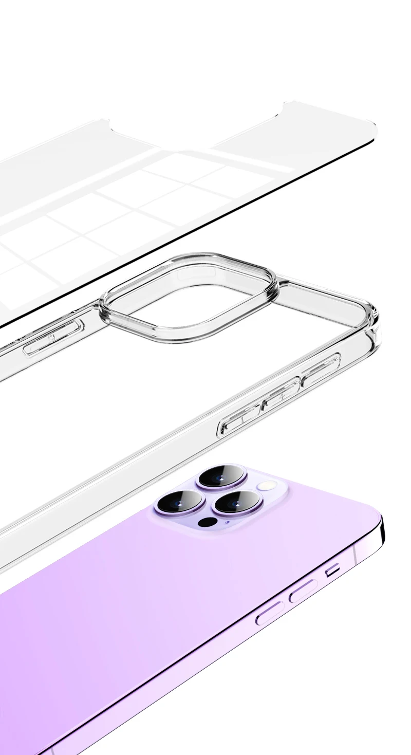 High quality Transparent  Crystal Clear TPU Luxury  tempered glass Phone Case for iPhone 15 Pro 14 13 12 11Pro Max