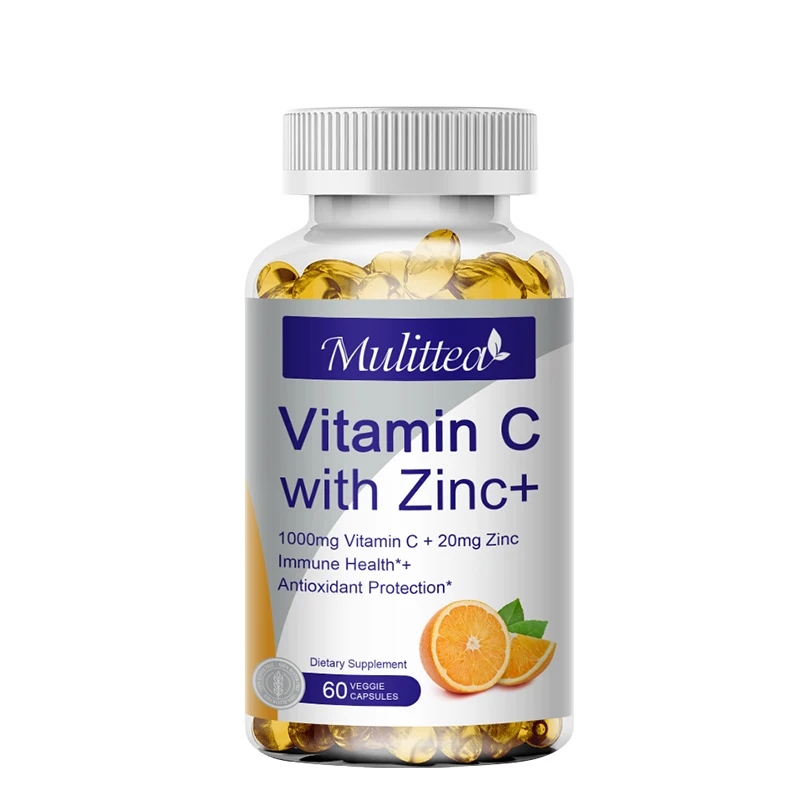 Hot Product 60pcs Vitamin C and Zinc Softgel Capsules Promote Collagen Synthesis and Improves Concentration Food Supplement