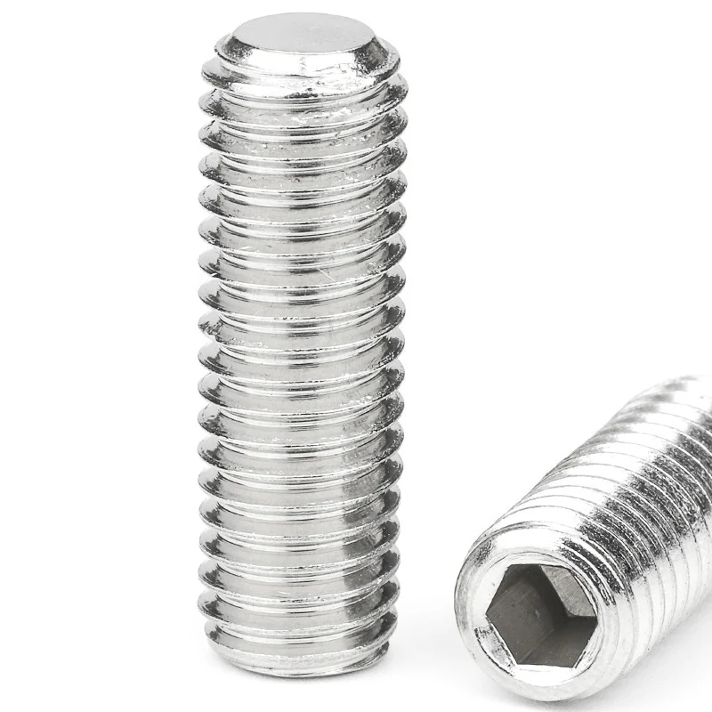 201 Stainless Steel Flat End Headless Machine Hexagon Socket Set Screw Jacking Screw M3 M4 M5 M6 M10 M12
