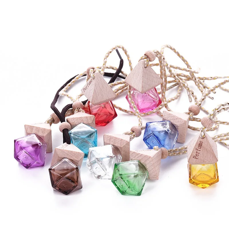 
Colorful 8ml empty car air freshener perfume glass bottle with hanging rope 