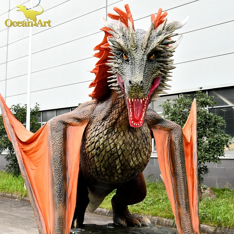 smoking giant animatronic red dragon head for sale